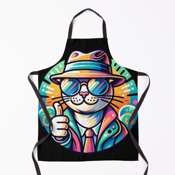Item preview, Dapper Cat in Hat - Cool Feline with Thumbs Up designed and sold by ChromaticBlend.