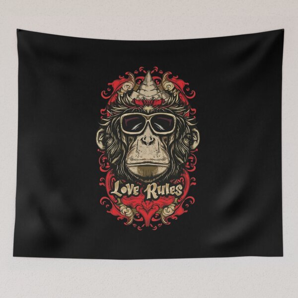 Item preview, Love Rules cool Monkey designed and sold by EanayarDesigns.