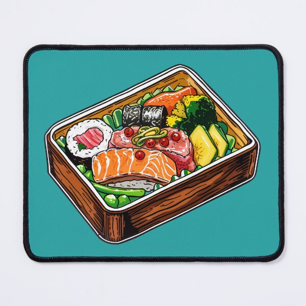 Item preview, Wooden Japanese Bento Box Meal Hand Drawn Food Illustration designed and sold by meganohm.