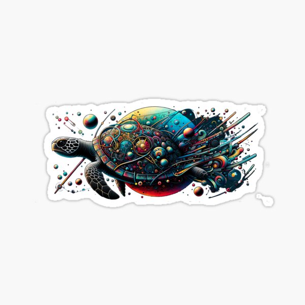 Cybernetic Odyssey: The Mechanical Turtle's Journey Through Code Sticker