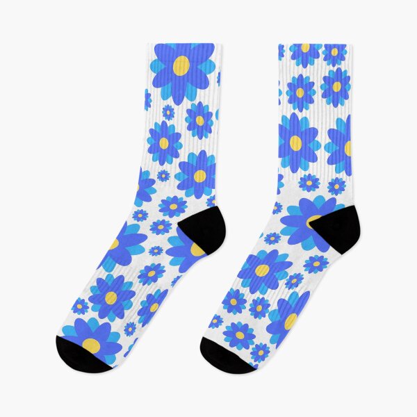 Item preview, Retro Boho Style Hippy Blue Flower Floral Print Pattern designed and sold by MaedK.