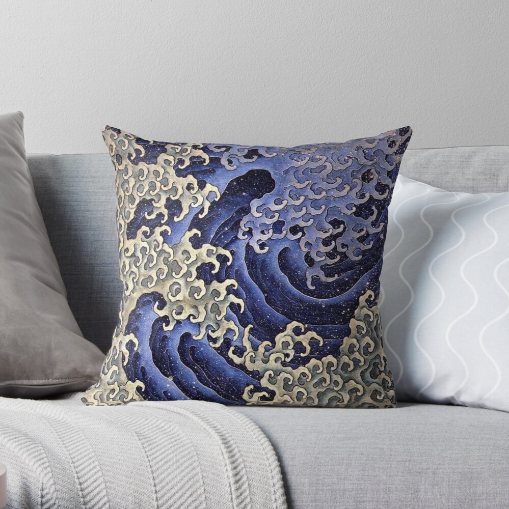 HOKUSAI. Masculine wave. Throw Pillow