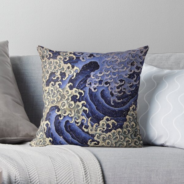 HOKUSAI. Masculine wave. Throw Pillow