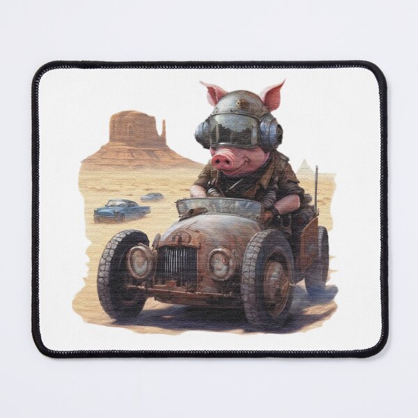 Item preview, a pig racing a car across the desert designed and sold by jnsmerchstore.