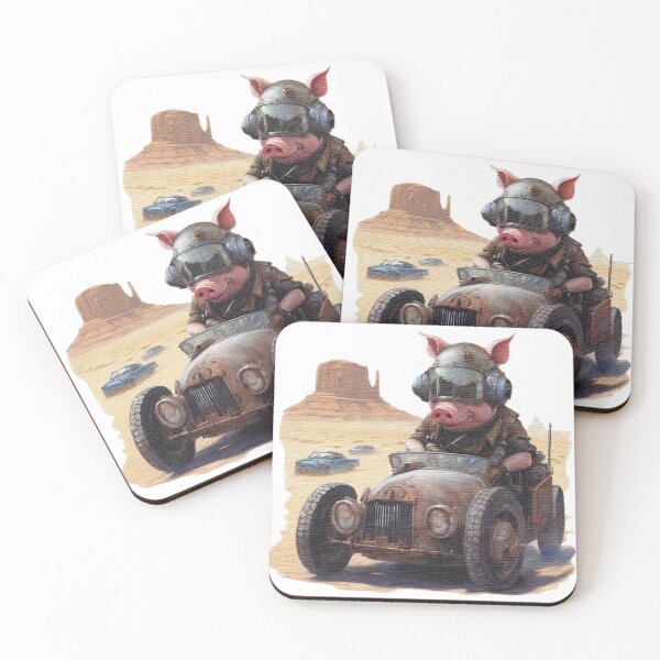 Item preview, a pig racing a car across the desert designed and sold by jnsmerchstore.