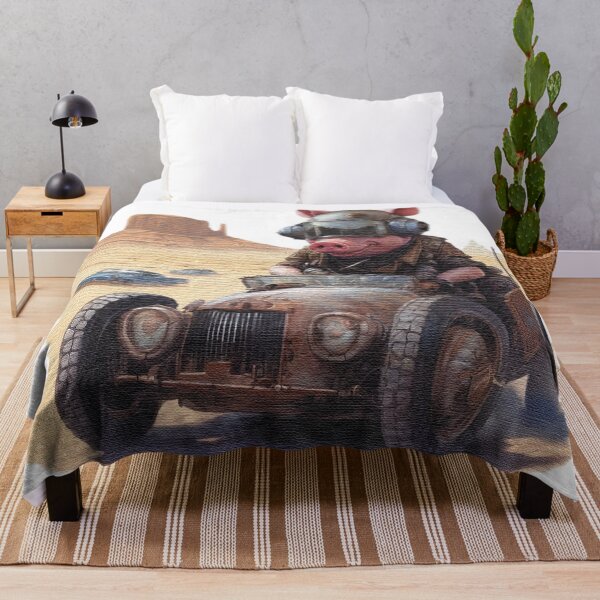 Item preview, a pig racing a car across the desert designed and sold by jnsmerchstore.