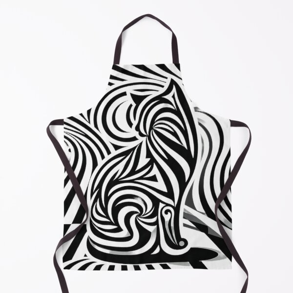 Item preview, Abstract black and white swirling, hypnotic cat art designed and sold by ArtComixHaven.