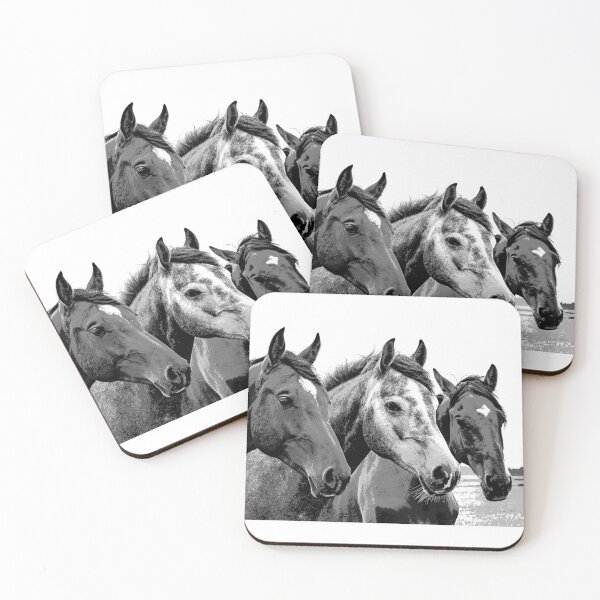 Item preview, Three Black and White Horses designed and sold by KingdomWildlife.