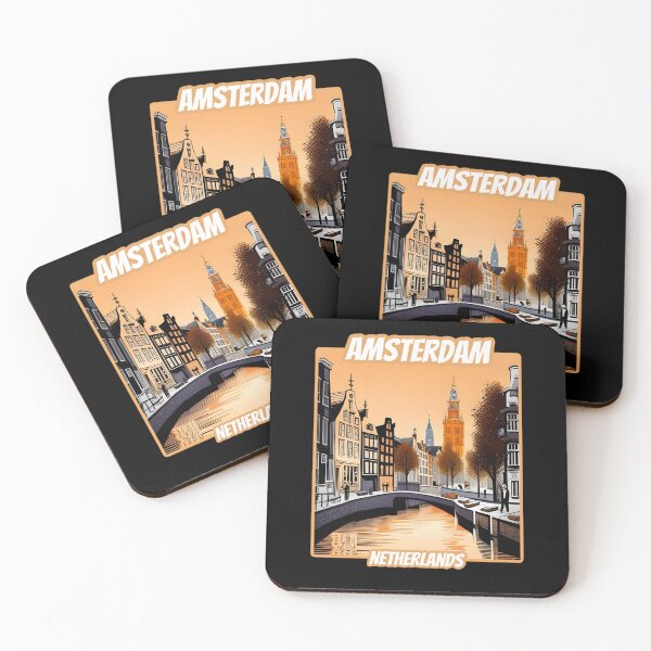 Item preview, Vintage retro Architectural landscape skyline of Amsterdam, Netherlands. Beautiful travel design. designed and sold by Unitepeople.