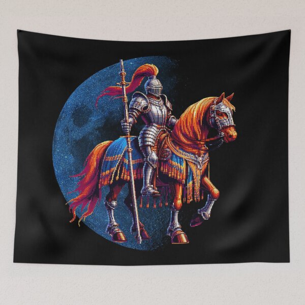 Item preview, Pixelated Knight on Horseback - Blue Moon designed and sold by HausKatz.