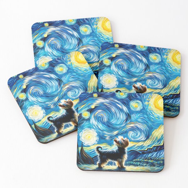 Item preview, Yorkshire Terrier Gazing at the Night Sky designed and sold by JesterKrewArt.