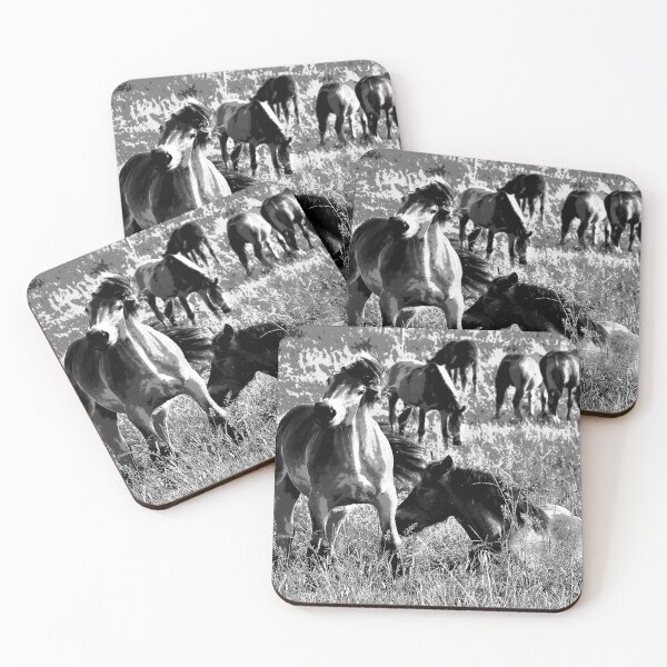 Item preview, Black and White - Horses Playing designed and sold by KingdomWildlife.