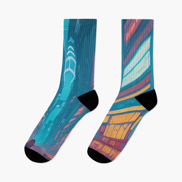 Item preview, Neon cityscape, vintage cars, futuristic architecture, vibrant colours. designed and sold by ArtComixHaven.