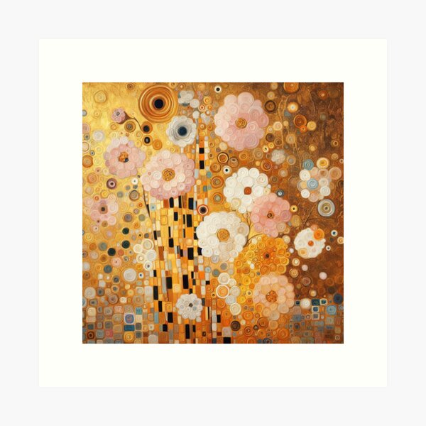 Aperçu de l'œuvre Gustav Klimt Or avec des fleurs créée et vendue par maniacfitness.