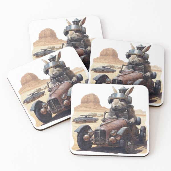 Item preview, a rabbit racing a car across the desert designed and sold by jnsmerchstore.