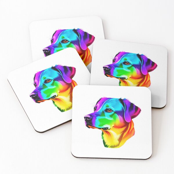 Artikelvorschau, Labrador Kopf in Regenbogen Farben entworfen und verkauft von AD-Digital-Art.
