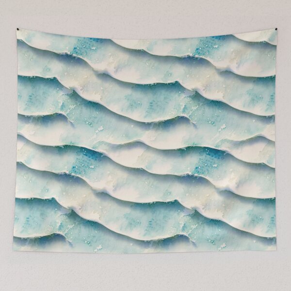 Item preview, Beautiful Blue Beach Seaside Waves Watercolor Surf Beach  designed and sold by InkAndTails.