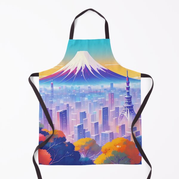 Item preview, Colourful cityscape, mountains, clouds, vibrant trees, serene atmosphere. designed and sold by ArtComixHaven.