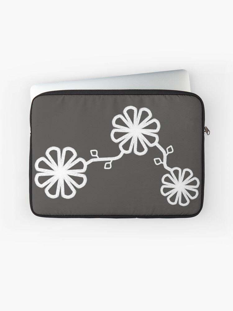 Thumbnail 1 of 2, Laptop Sleeve, Flower Design Chalk Texture Gray Background designed and sold by CarlaBaremb.