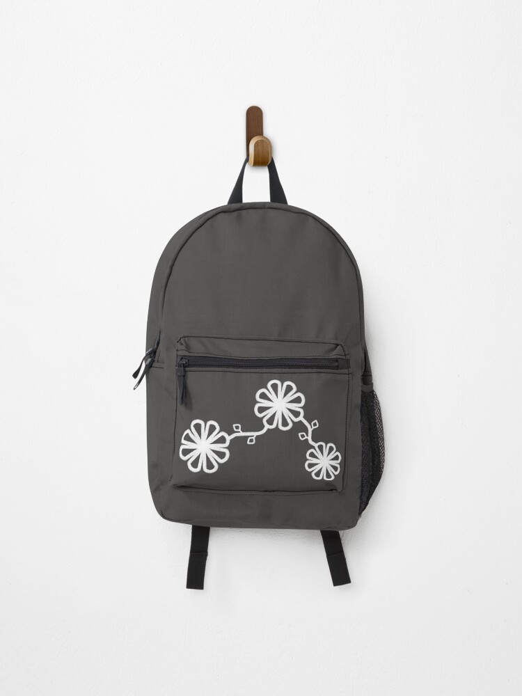 Thumbnail 1 of 3, Backpack, Flower Design Chalk Texture Gray Background designed and sold by CarlaBaremb.
