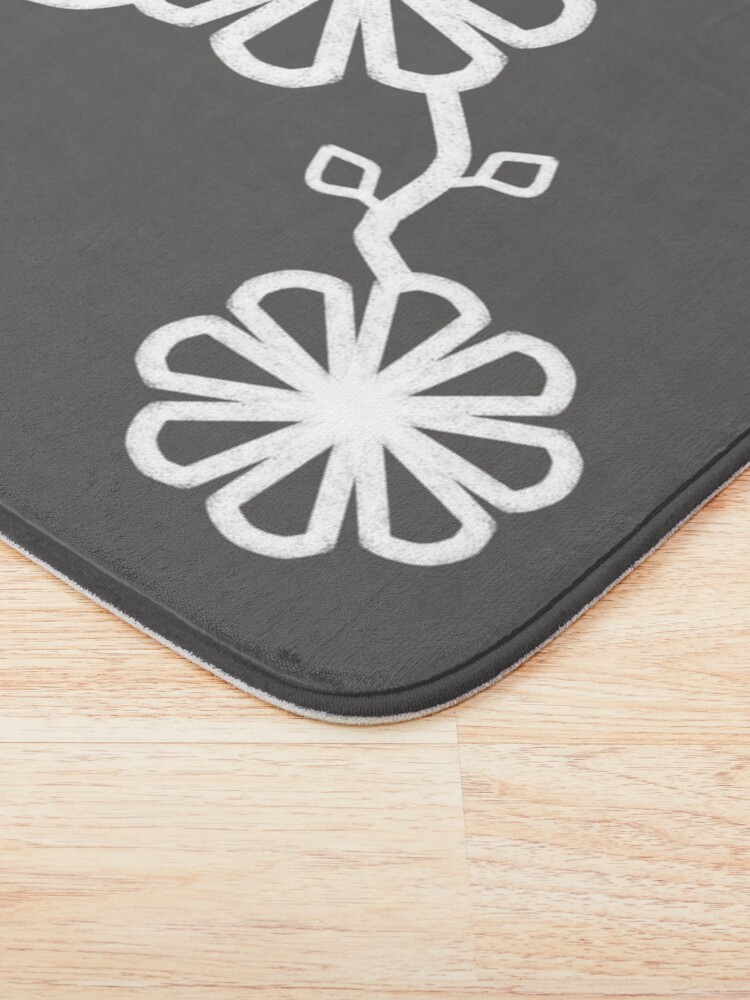 Thumbnail 3 of 6, Bath Mat, Flower Design Chalk Texture Gray Background designed and sold by CarlaBaremb.
