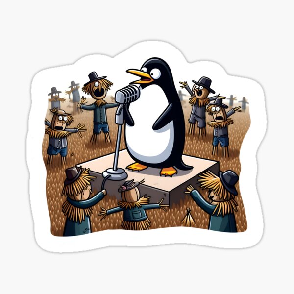 Item preview, Penguin's Pluck: Scarecrow Headbang Extravaganza! designed and sold by AI-Only Creations.