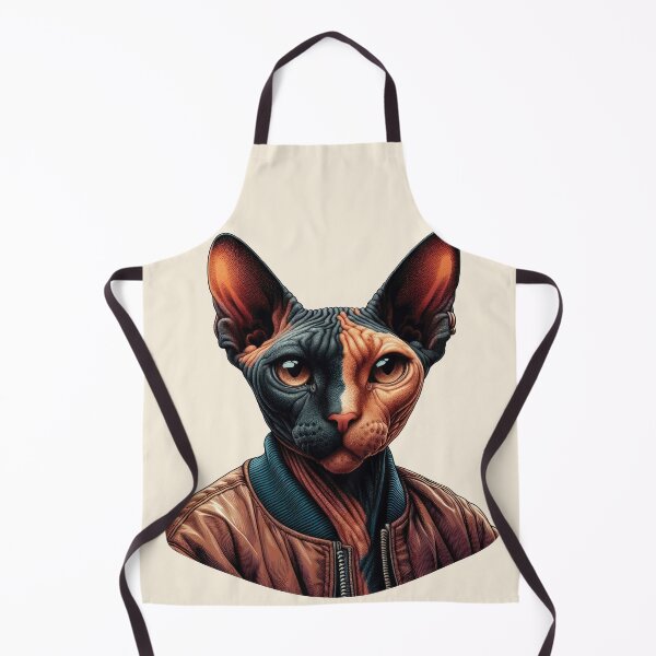 Item preview, Urban Cats #57 - Tortoiseshell Sphynx Cat wearing a leather bomber jacket designed and sold by elektronen.