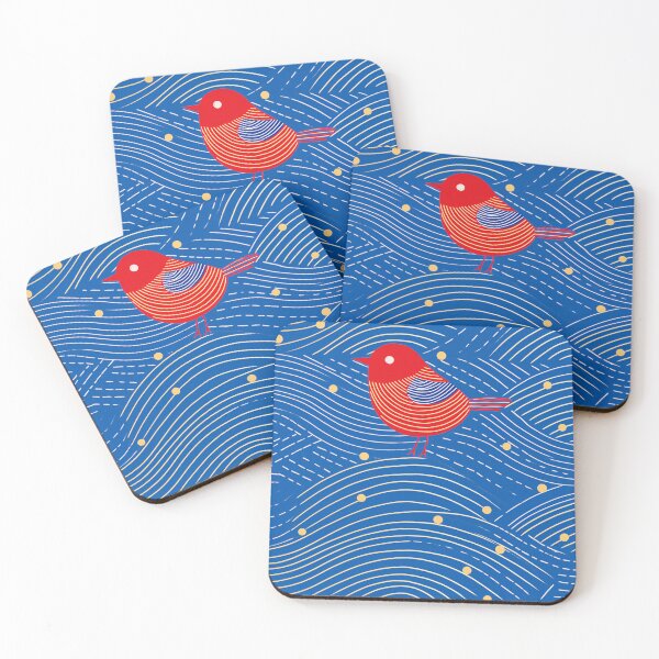 Item preview, Red Bird Blue Background designed and sold by EnchantArtCo.