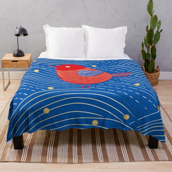 Item preview, Red Bird Blue Background designed and sold by EnchantArtCo.