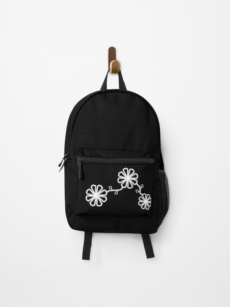 Thumbnail 1 of 3, Backpack, Flower Design Chalk Texture Black Background designed and sold by CarlaBaremb.