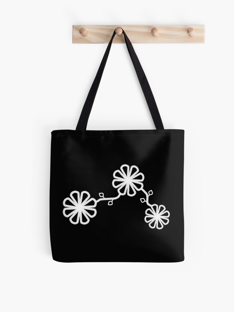 Thumbnail 1 of 2, Tote Bag, Flower Design Chalk Texture Black Background designed and sold by CarlaBaremb.