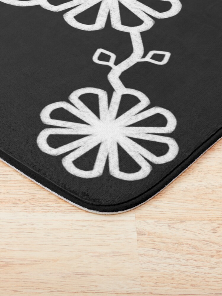 Thumbnail 3 of 6, Bath Mat, Flower Design Chalk Texture Black Background designed and sold by CarlaBaremb.