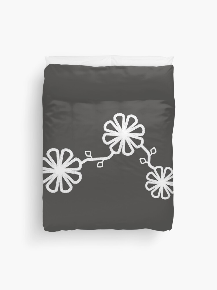 Thumbnail 1 of 2, Duvet Cover, Flower Design Chalk Texture Gray Background designed and sold by CarlaBaremb.