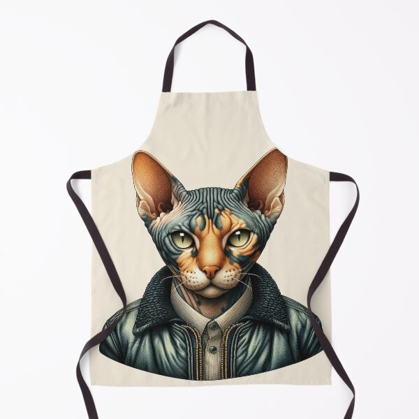 Item preview, Urban Cats #60 - Mackerel Tabby Sphynx Cat wearing a leather bomber jacket designed and sold by elektronen.