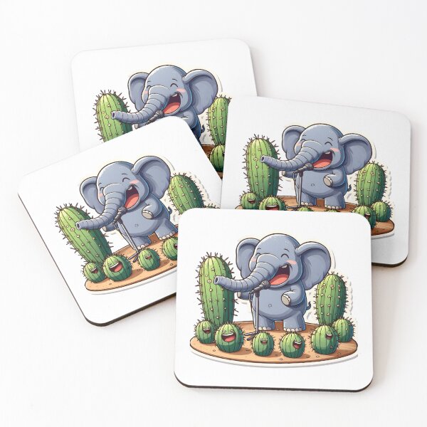 Aperçu de l'œuvre Elephant's Punny Pricks : Comédie de cactus créée et vendue par AI-Only Creations.