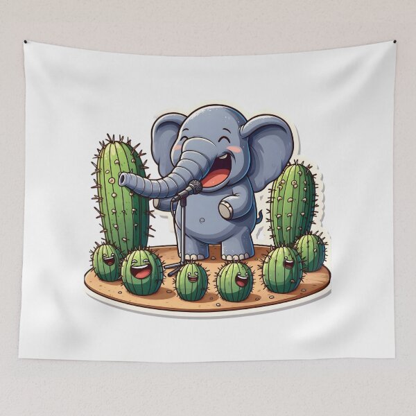 Item preview, Elephant's Punny Pricks: Cactus Comedy designed and sold by AI-Only Creations.