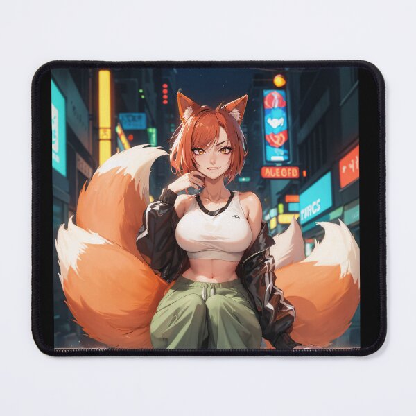 Item preview, Orange fox girl biting lip designed and sold by TouchFIuffyTail.