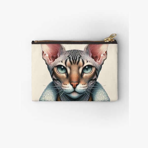Item preview, Urban Cats #61 - Mackerel Tabby Sphynx Cat wearing a leather bomber jacket designed and sold by elektronen.