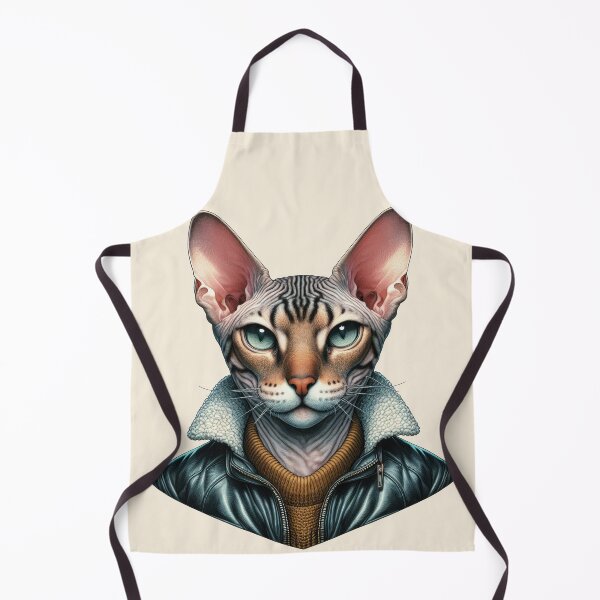Item preview, Urban Cats #61 - Mackerel Tabby Sphynx Cat wearing a leather bomber jacket designed and sold by elektronen.