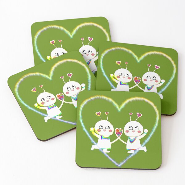 Item preview, A sweet couple in love in the rainbow heart (green) designed and sold by kikidu21.
