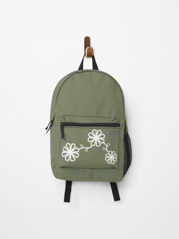 Thumbnail 1 of 3, Backpack, Flowers Chalk Texture Jungle Green Background designed and sold by CarlaBaremb.