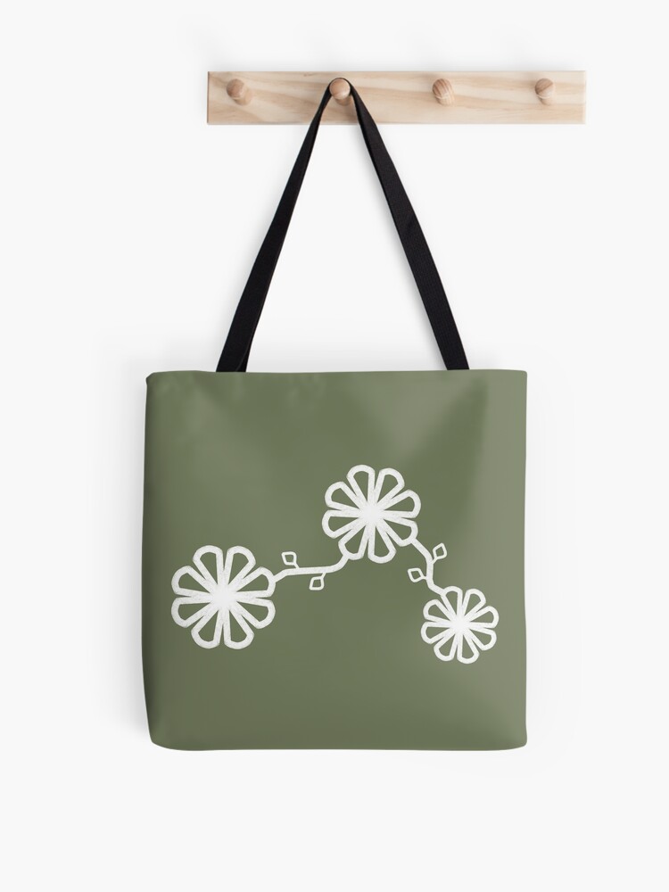 Thumbnail 1 of 2, Tote Bag, Flowers Chalk Texture Jungle Green Background designed and sold by CarlaBaremb.