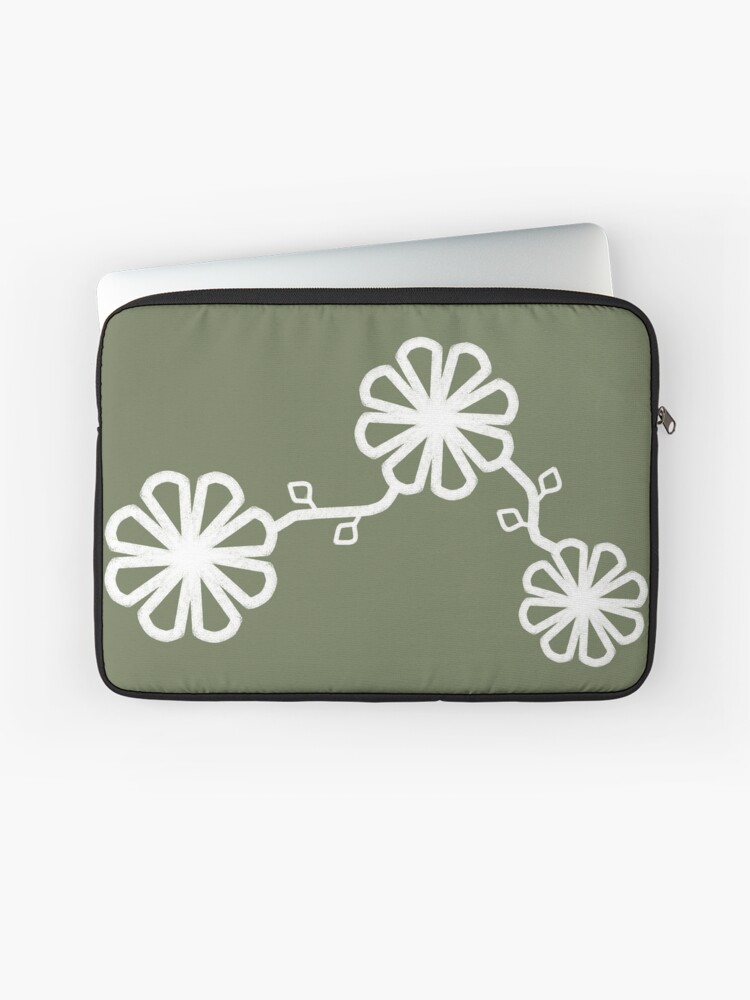 Thumbnail 1 of 2, Laptop Sleeve, Flowers Chalk Texture Jungle Green Background designed and sold by CarlaBaremb.