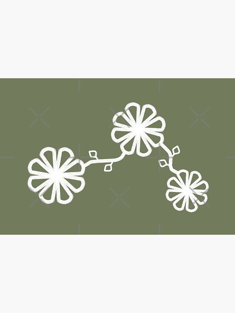 Thumbnail 6 of 6, Bath Mat, Flowers Chalk Texture Jungle Green Background designed and sold by CarlaBaremb.