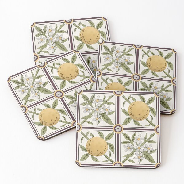 Item preview, Orange Floral Tile Reproduction designed and sold by MadeByGeeClowes.