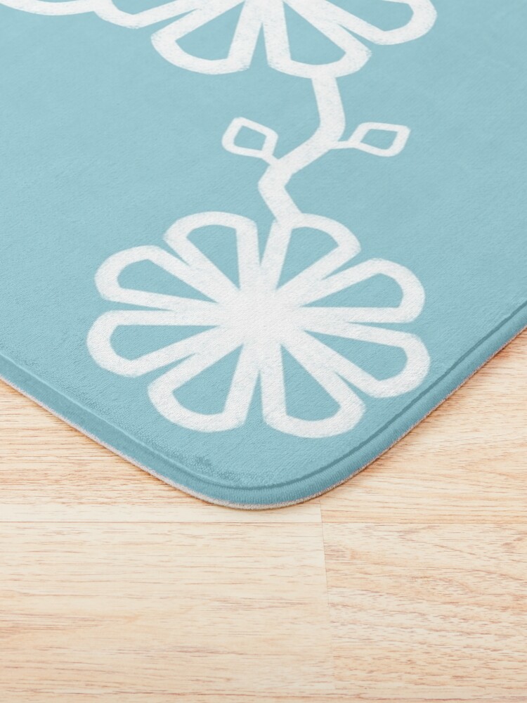 Thumbnail 3 of 6, Bath Mat, Minimalist Flower design Teal Background designed and sold by CarlaBaremb.