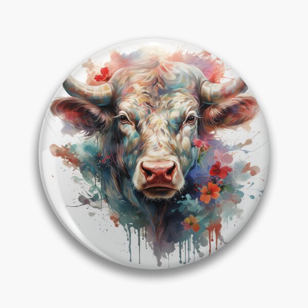 Item preview, Boho Bull Floral Watercolor designed and sold by EnchantInk.