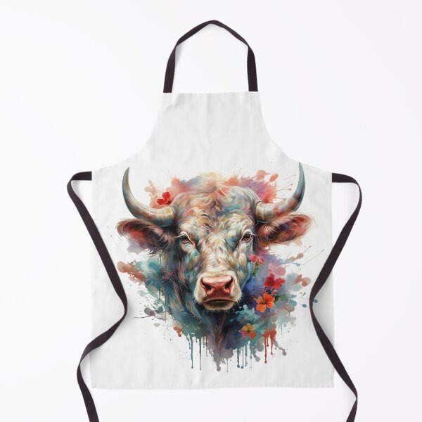 Item preview, Boho Bull Floral Watercolor designed and sold by EnchantInk.