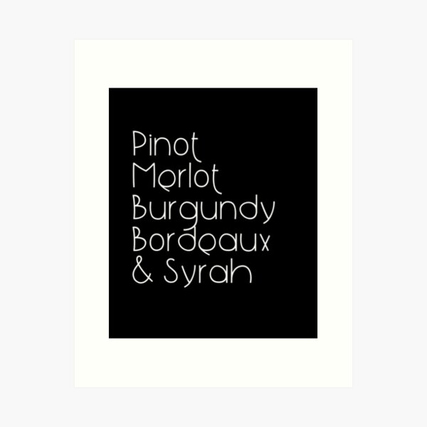 Item preview, Red Wine Types List Elegant Text Design designed and sold by EarthArtDesigns.