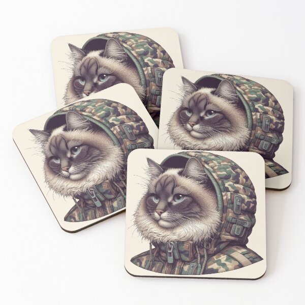 Item preview, Urban Cats #64 - Chocolate Birman Cat wearing an urban camo windbreaker designed and sold by elektronen.